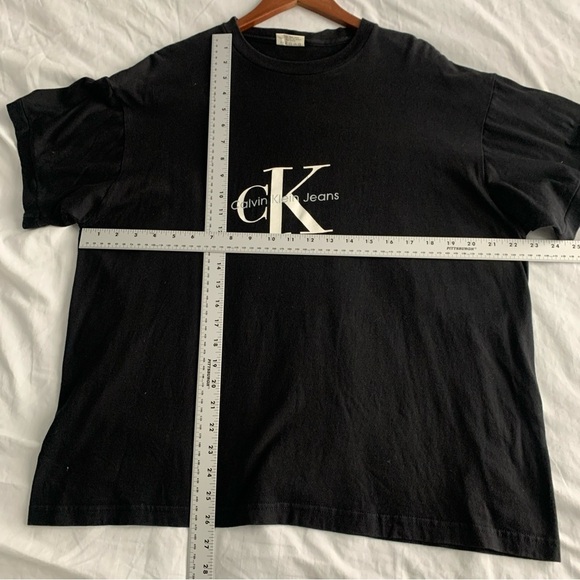 Vintage 90s Calvin Klein LOGO Shirt Medium Black Made in USA Y2K Cotton - Picture 6 of 6
